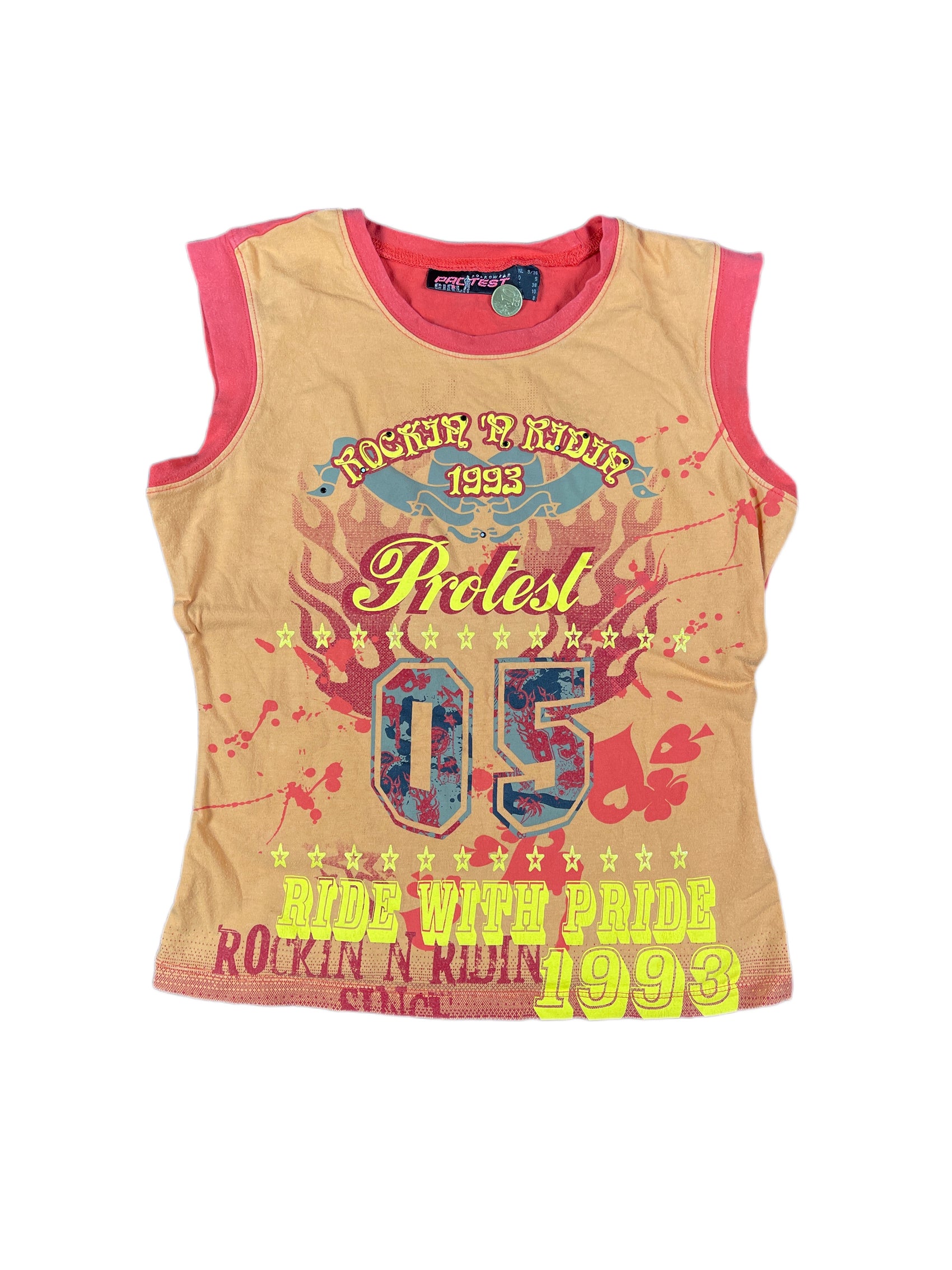 Y2k Protest Sleeveless Top Orange - S