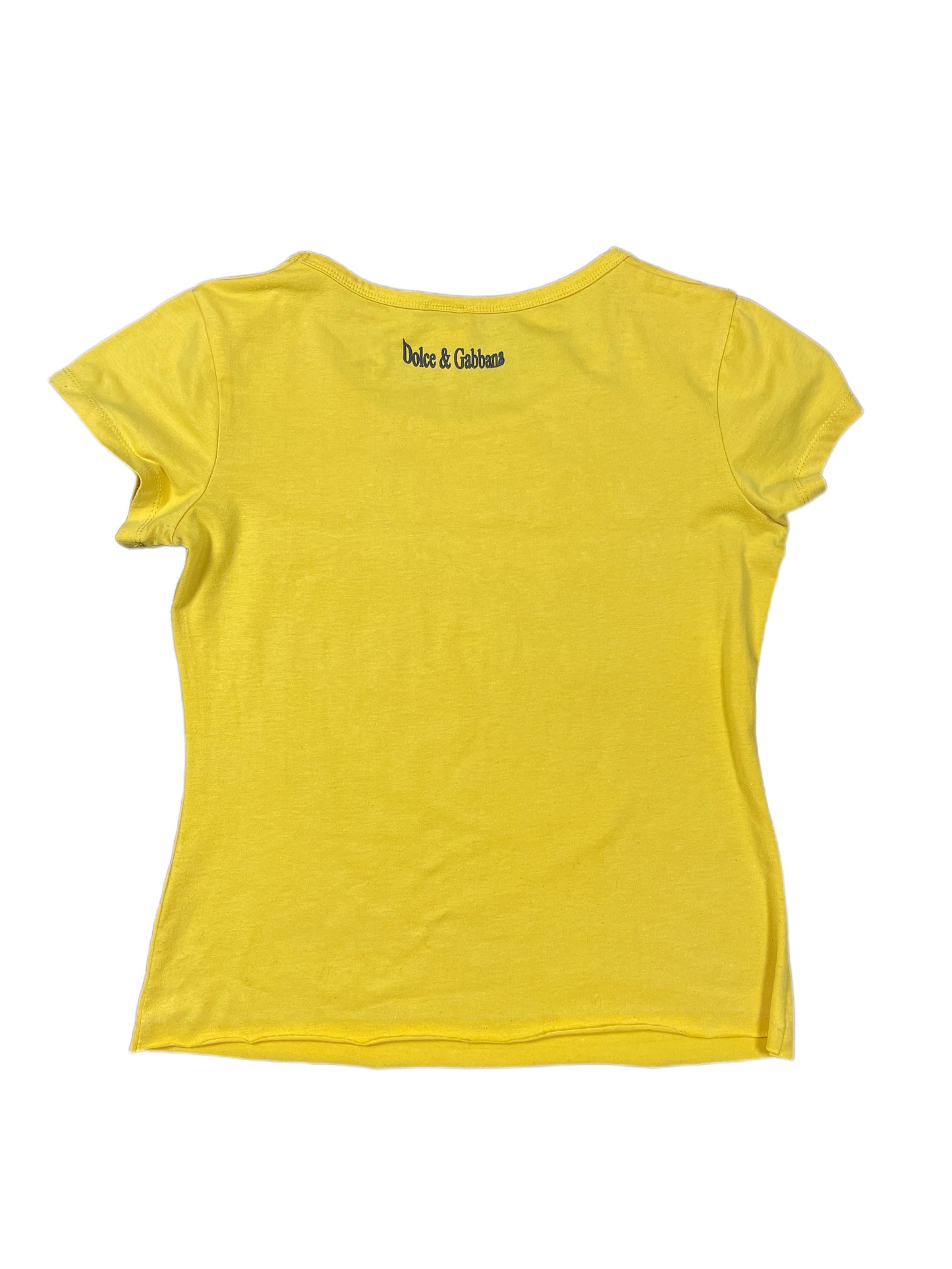 Y2k Dolce & Gabbana Short Sleeve Top Yellow - L