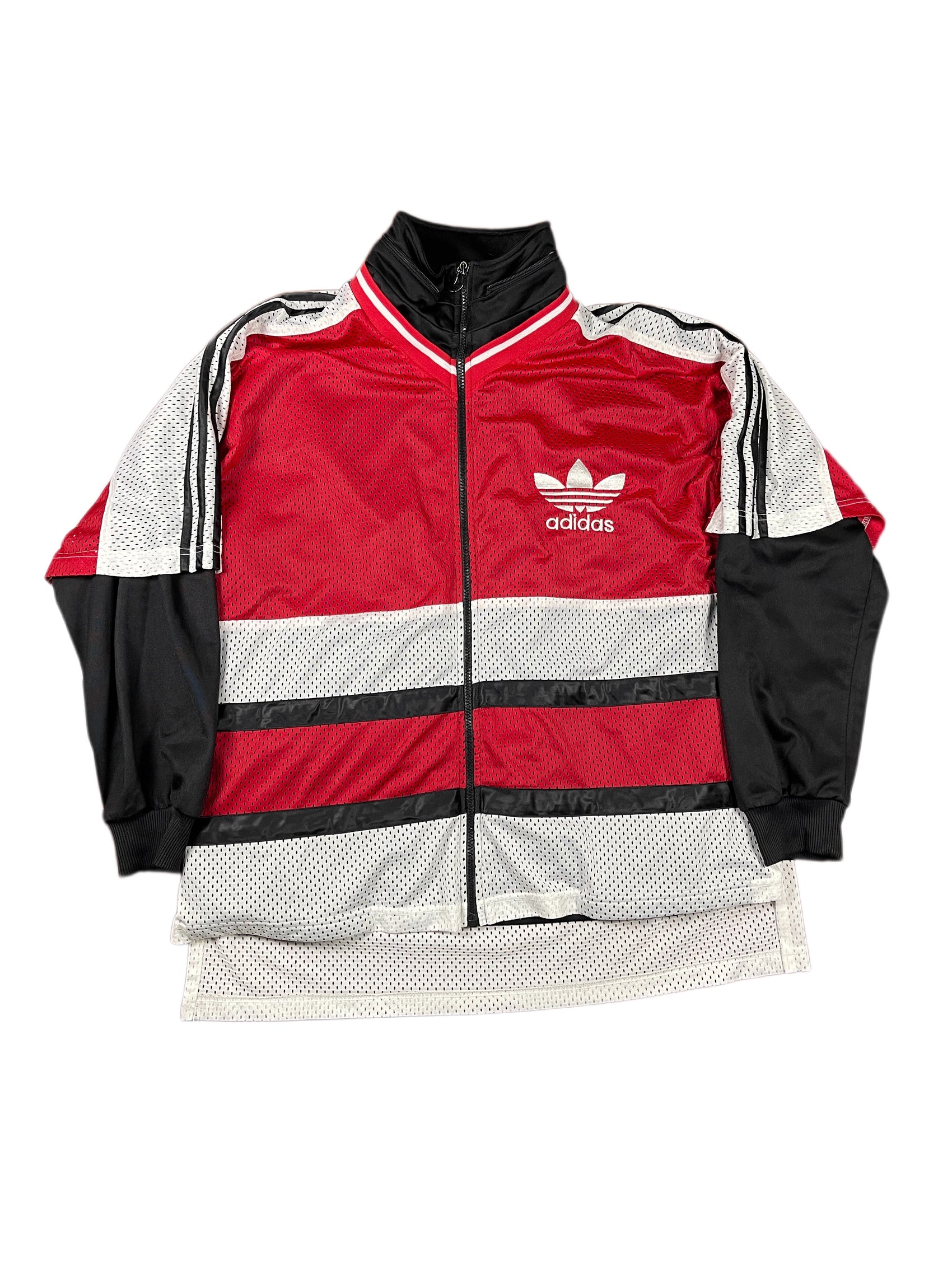 Vintage Adidas Sports Jacket Red Black White - XL