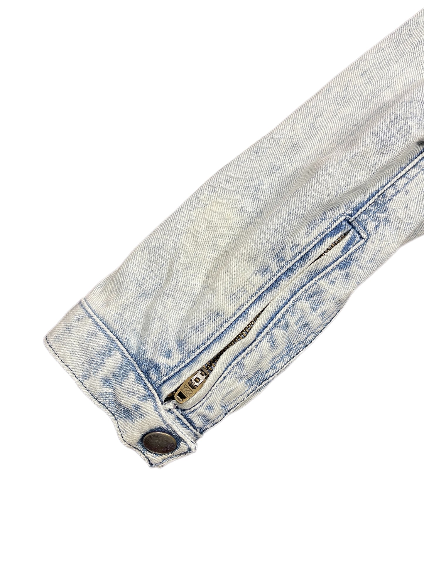 Y2k Wrangler Cropped Denim Jacket Blue White - XS