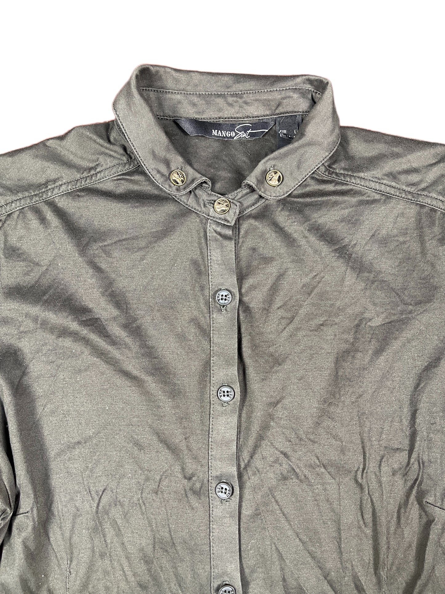 Mango Short Sleeve Top Khaki - M