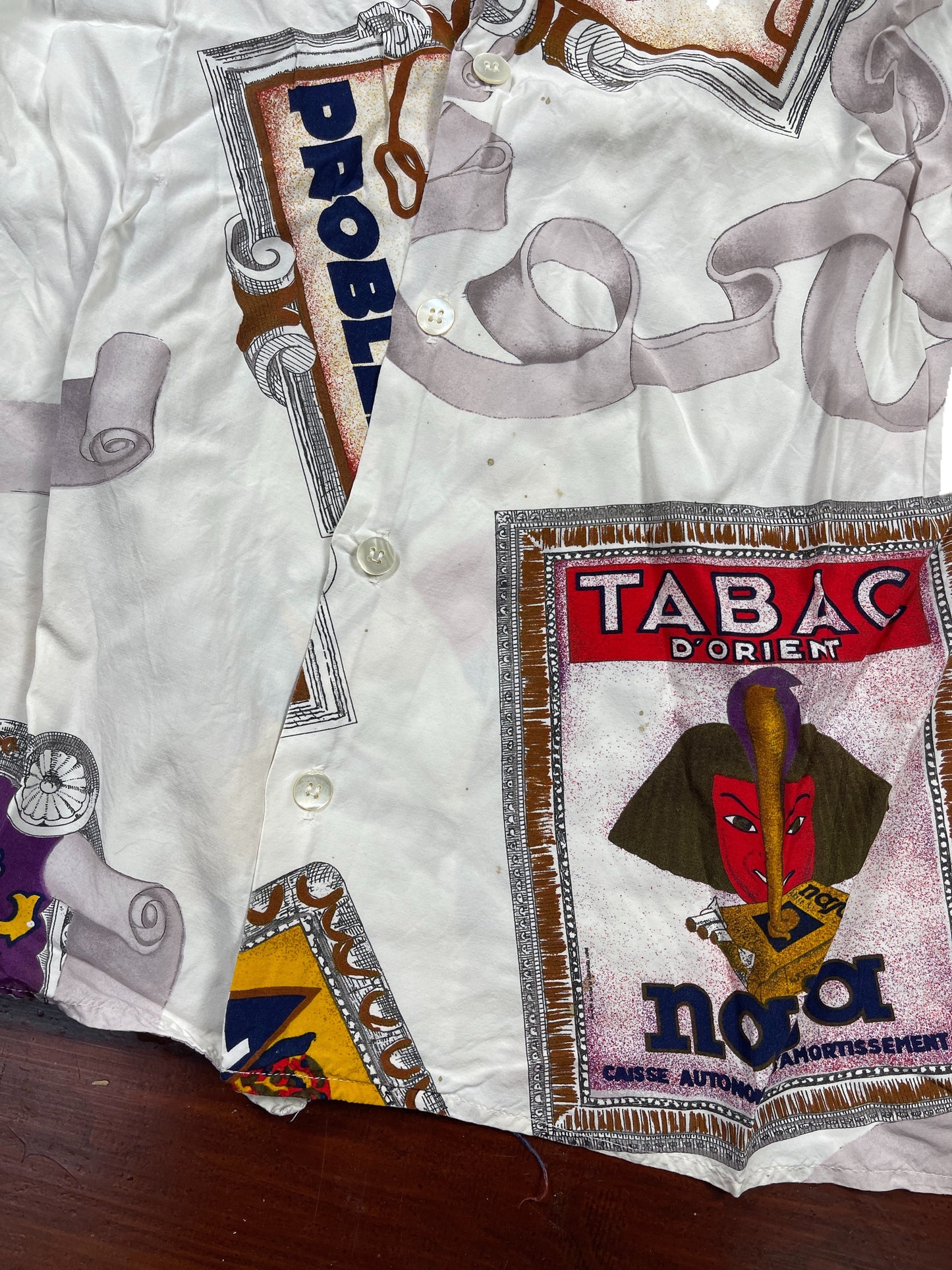 Vintage Le Garage Shortsleeve Shirt White Rayon L