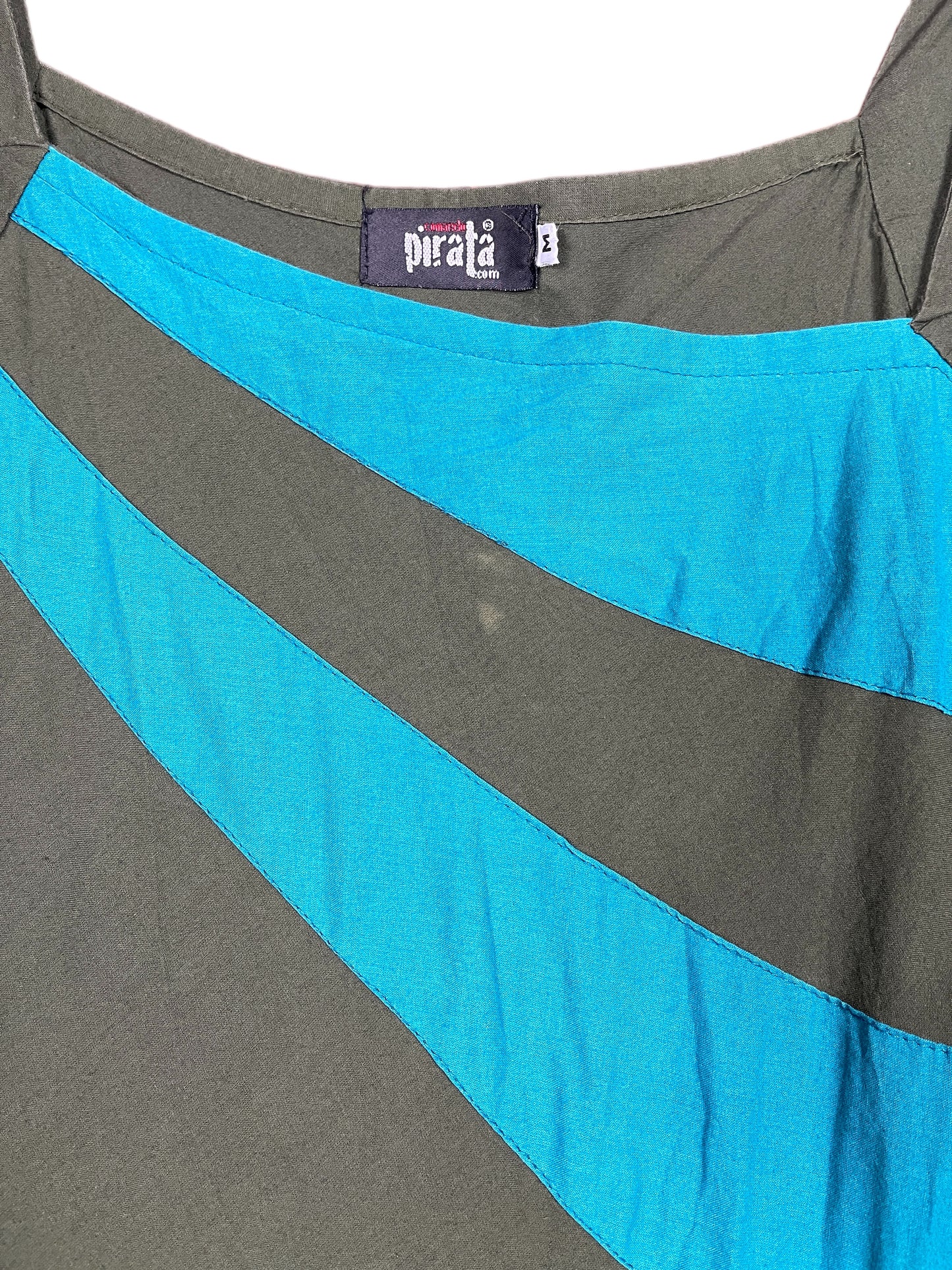 Y2k Pirata Sleeveless Dress Khaki Blue - M