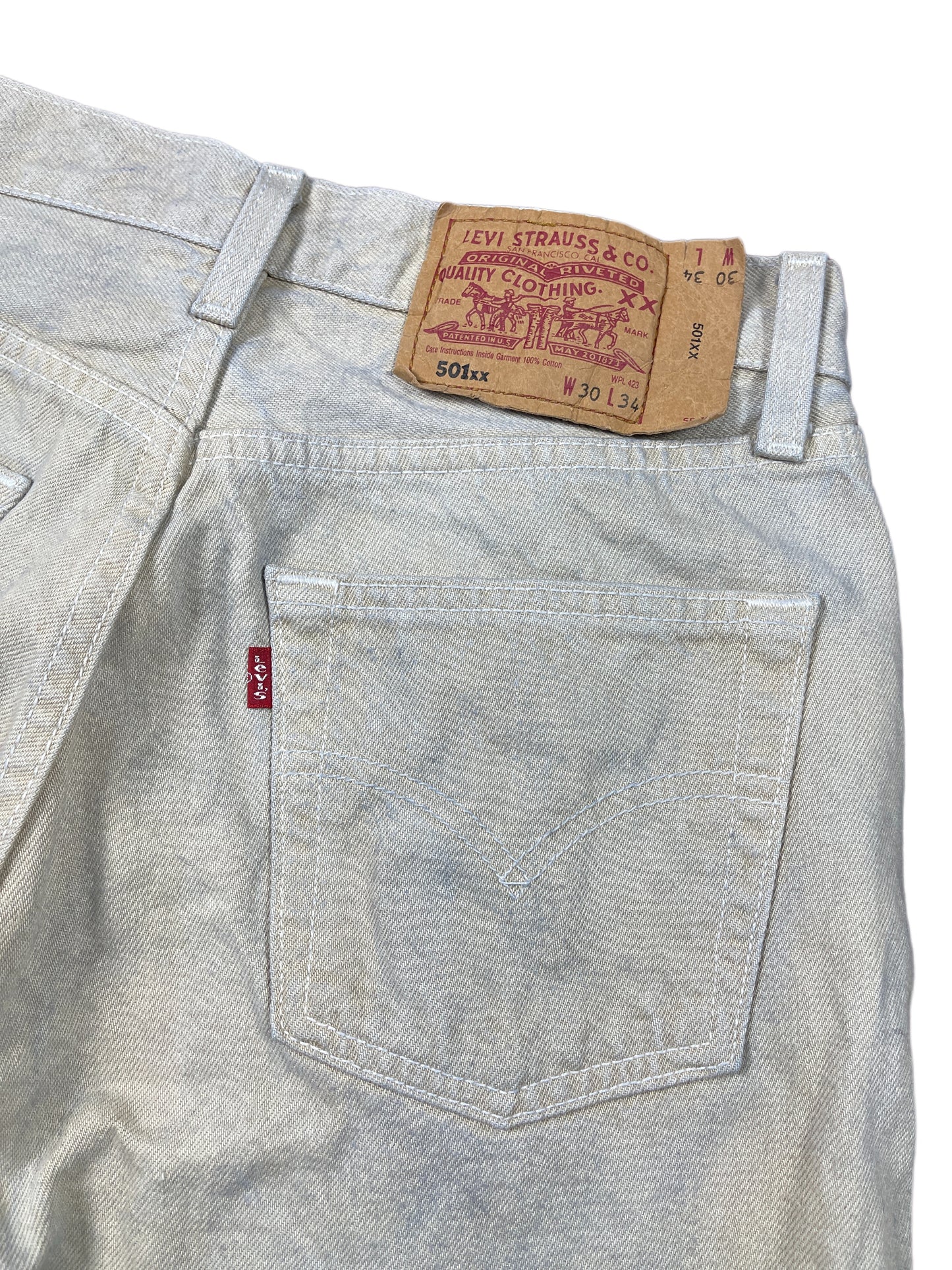 Vintage Levi's 501 Denim Pants Beige - S