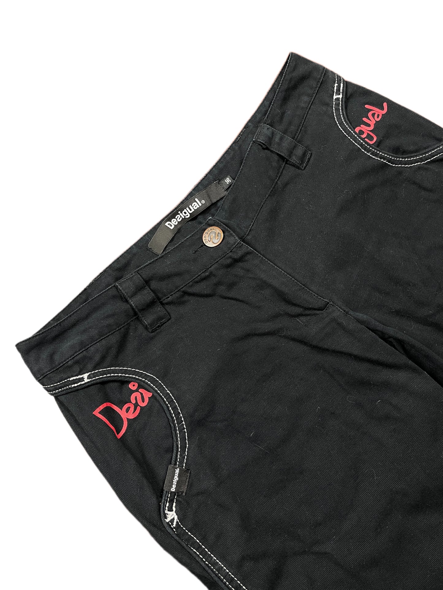 Desigual Low Waist Bootcut Cloth Pants Black - S