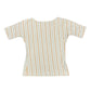 Y2k Lacoste Short Sleeve Top Striped Beige White - M