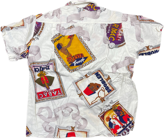 Vintage Le Garage Shortsleeve Shirt White Rayon L