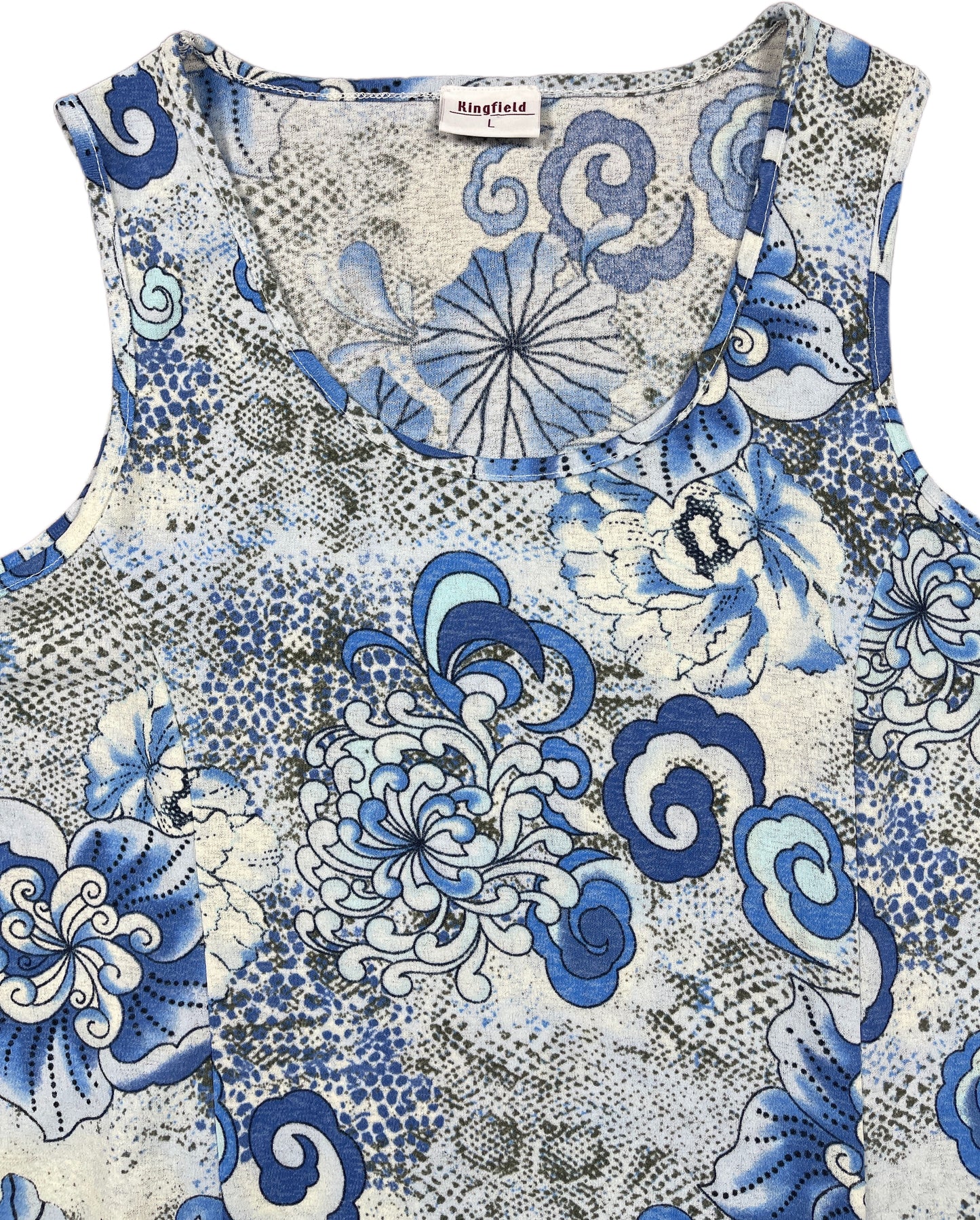 Kingfield Dress Blue Floral Pattern Polyester L