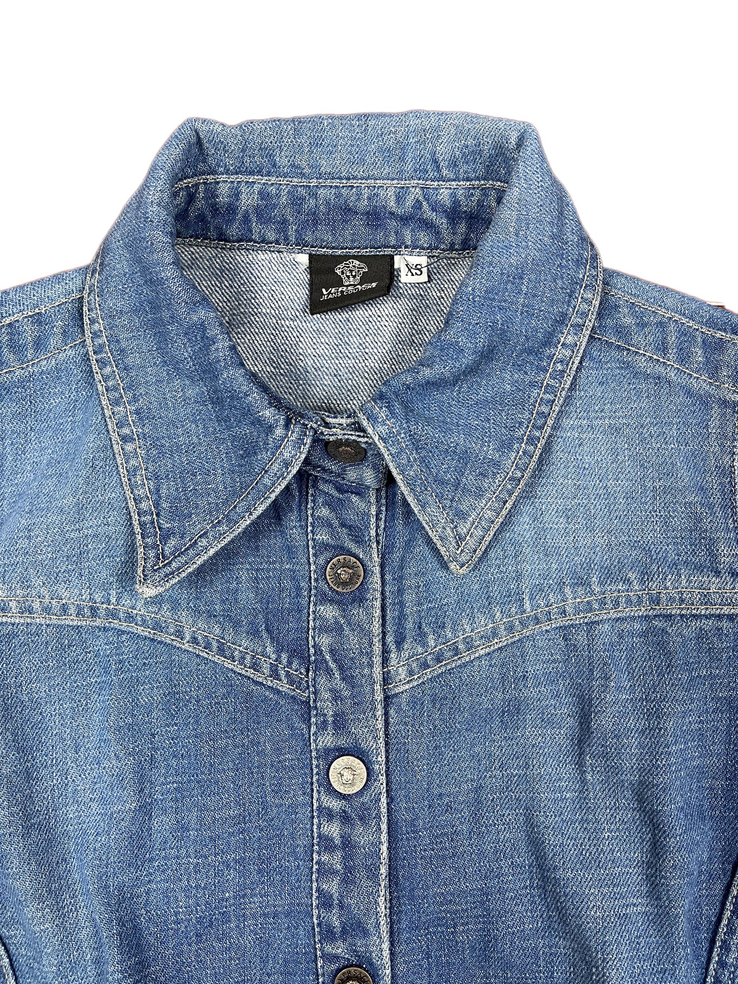 Y2k Versace Jeans Denim Vest Blue - XS
