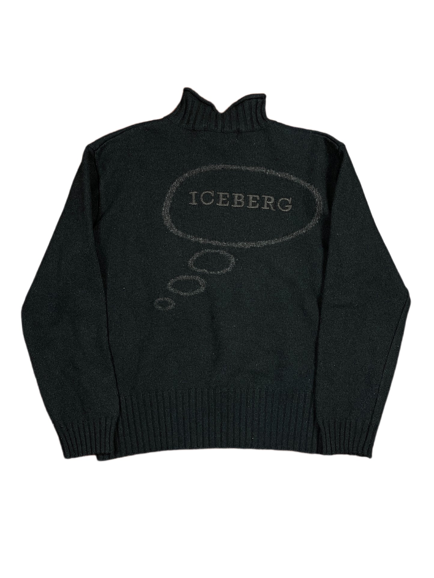 Vintage Iceberg Pluto 1994 Knitted Sweatshirt Black - XS