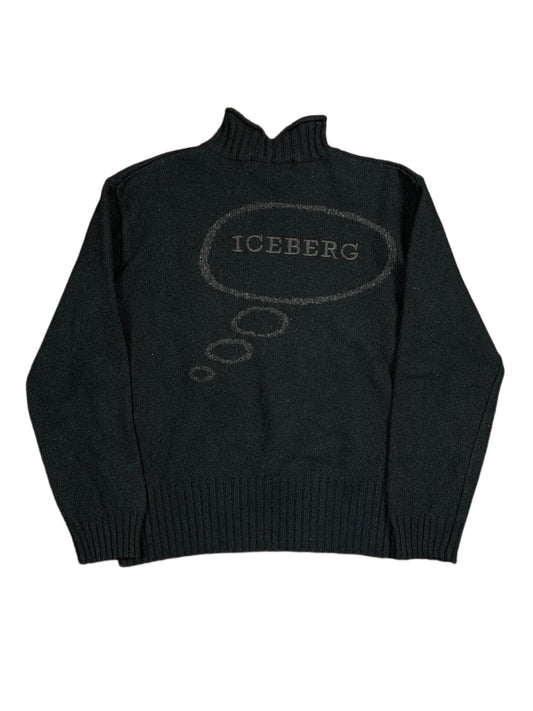 Vintage Iceberg Pluto 1994 Knitted Sweatshirt Black - XS