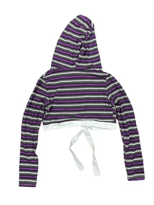 Y2k BbG Long Sleeve Top with Hood Purple Black - M