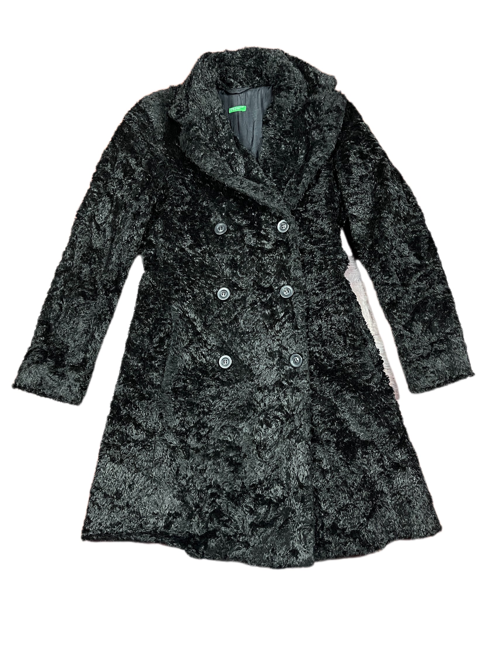 Y2k Benetton Fake Fur Coat Black - M