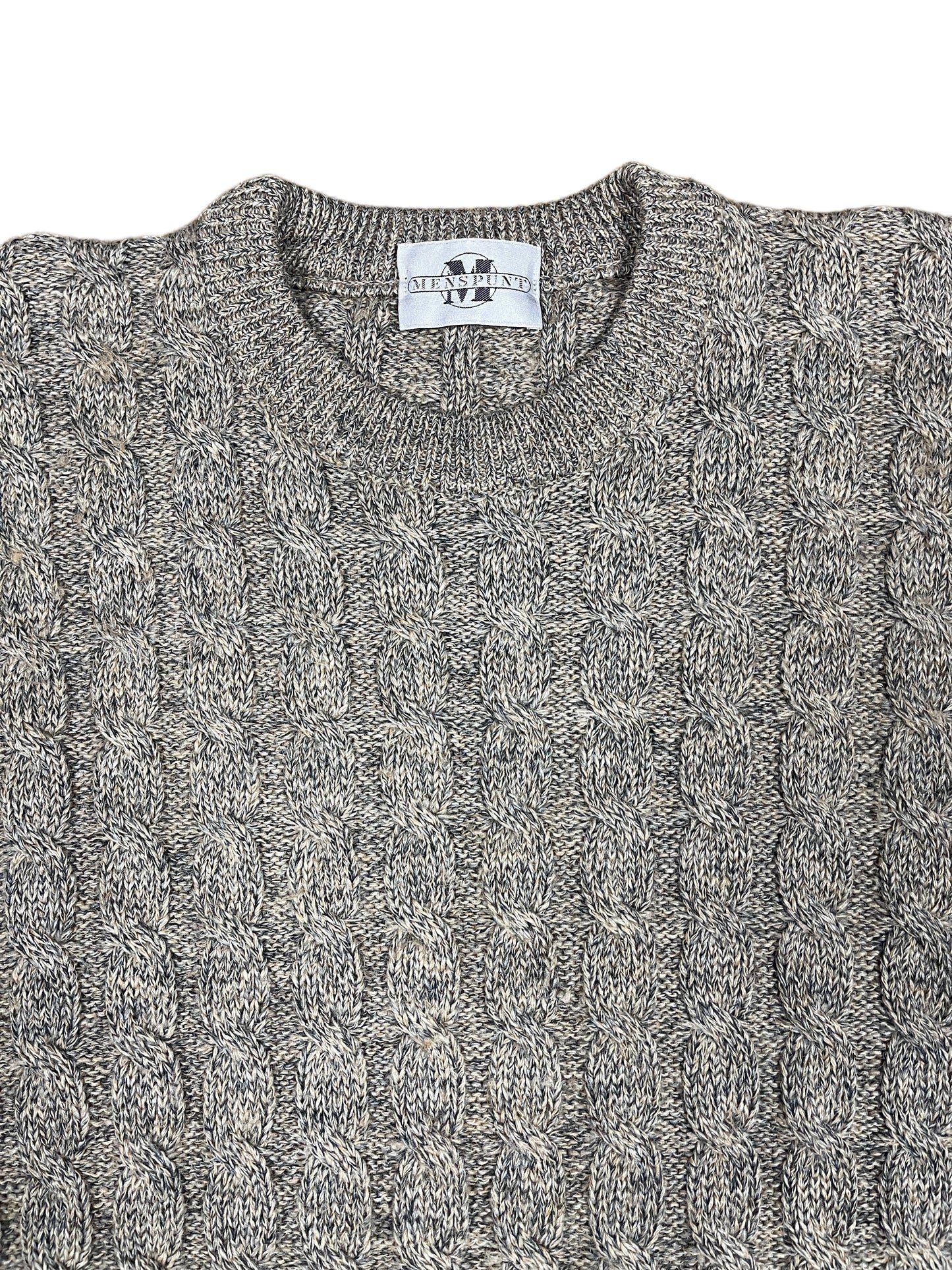Vintage Menspunt Knitted Sweatshirt Gray Beige - M