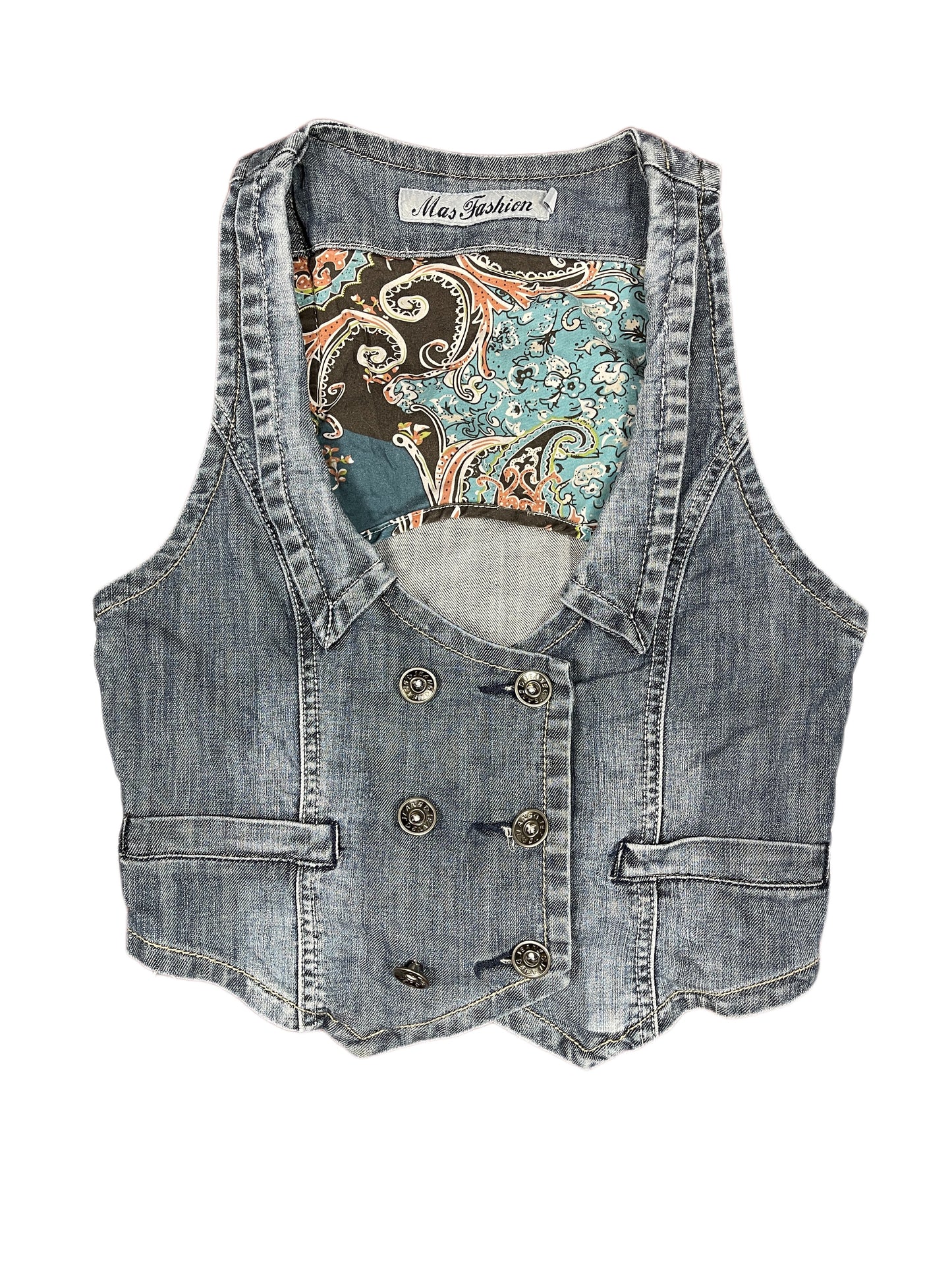 Y2k Mas Fashion Sleeveless Denim Top Blue - L