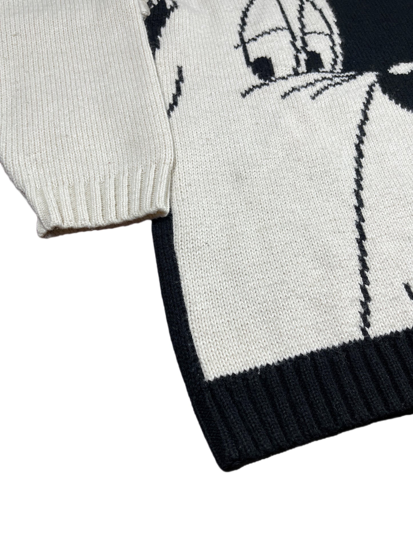 Vintage Droopy 1999 Studio Aventures Chunky Knitted Sweatshirt Black White - M