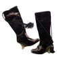 Y2k Victorio & Lucchino Knee High Velvet Brown Boots - 36