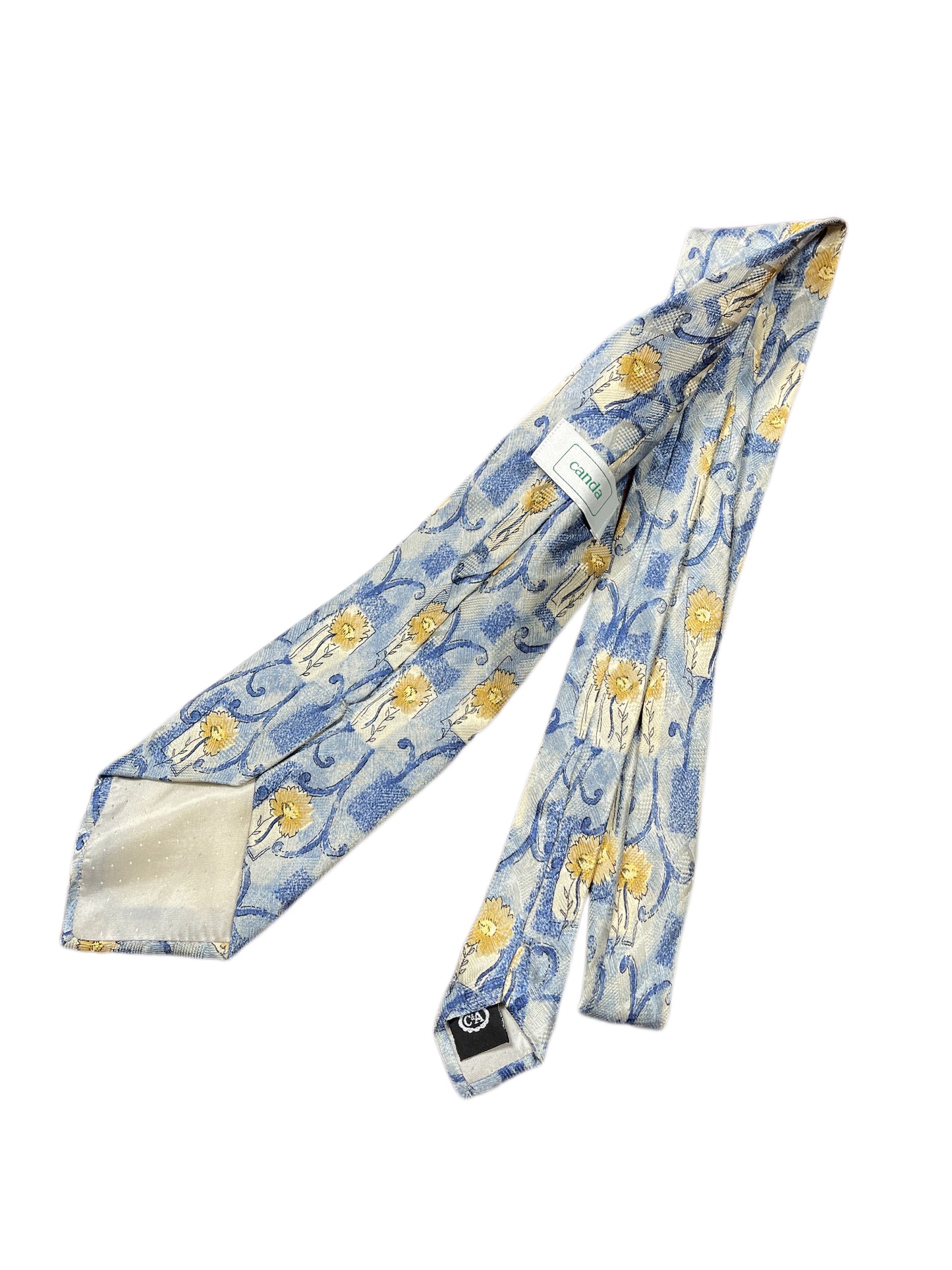 Vintage C&A Silk Tie Flowers Blue