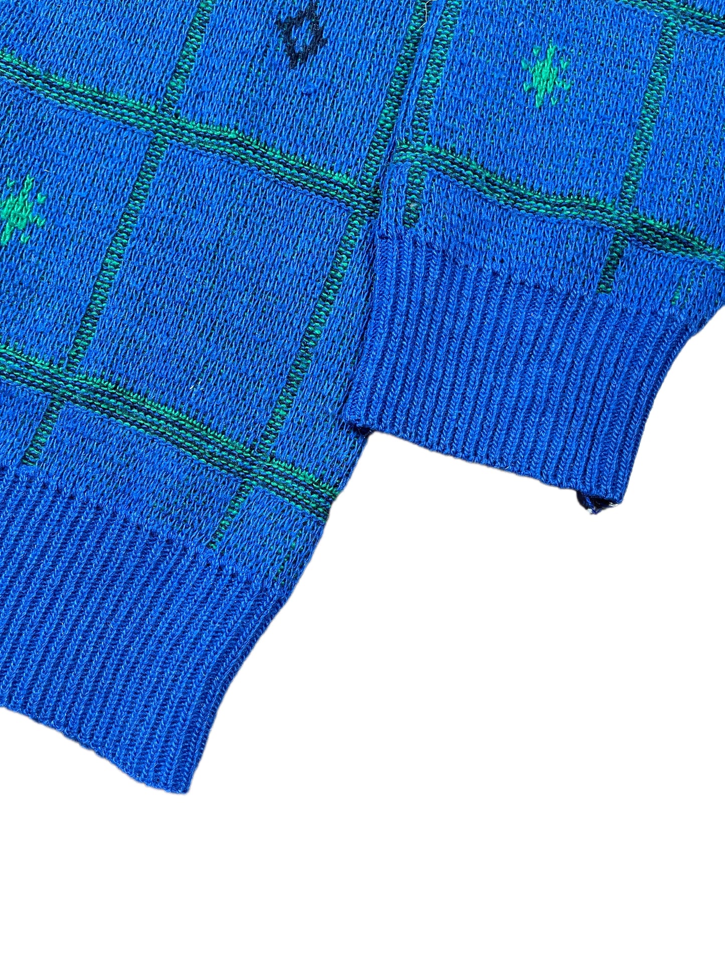 Vintage Claxon Knitted Sweatshirt Blue Green - L