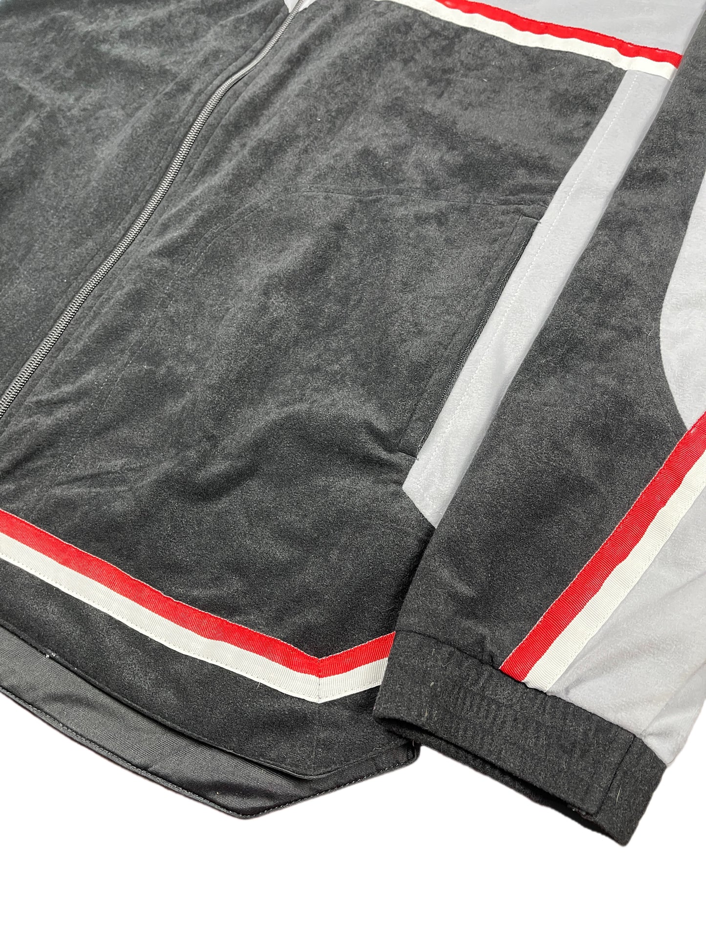 VIntage Reebok Flannel Velur Sport Jacket Black Gray - M