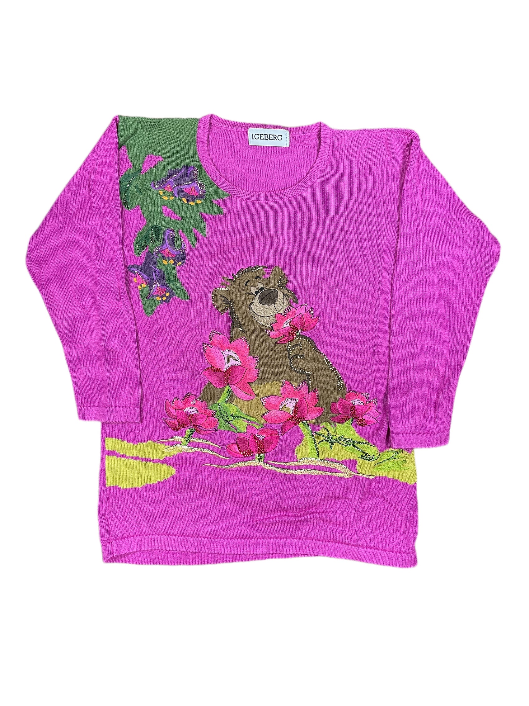 Vintage Iceberg 1990 Balu Disney Knitted Sweatshirt Pink - S