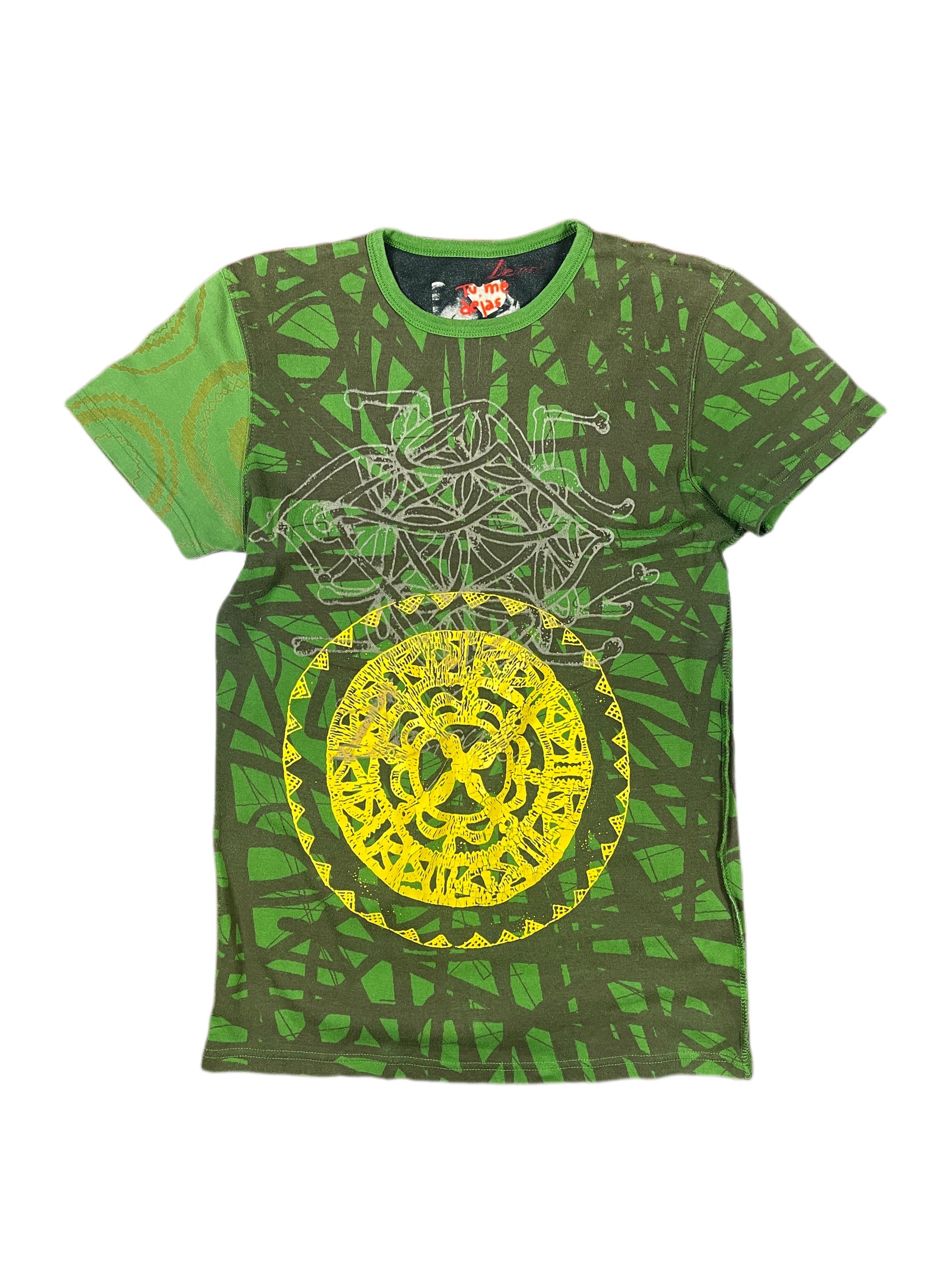 Y2k Desigual Short Sleeve Top Green - M