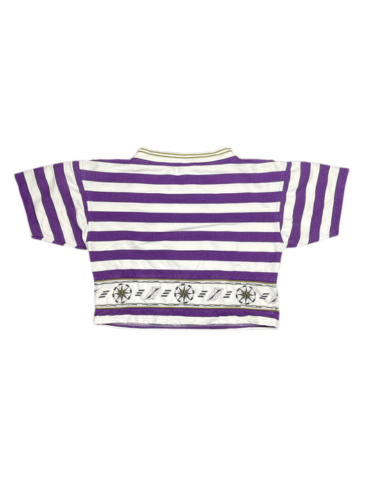 Vintage Reebok Crop T-Shirt White Purple - S