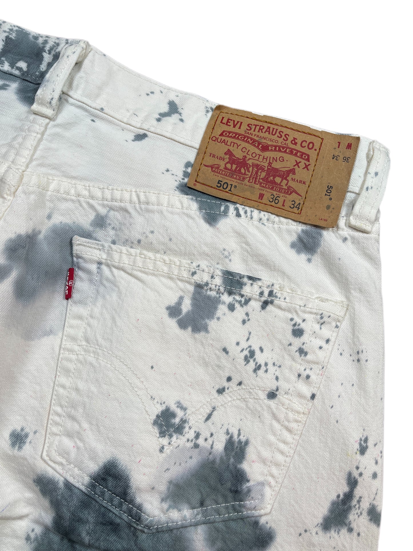 Y2k Levi's 501 UpCycled Denim Pants White Multicolor - XL
