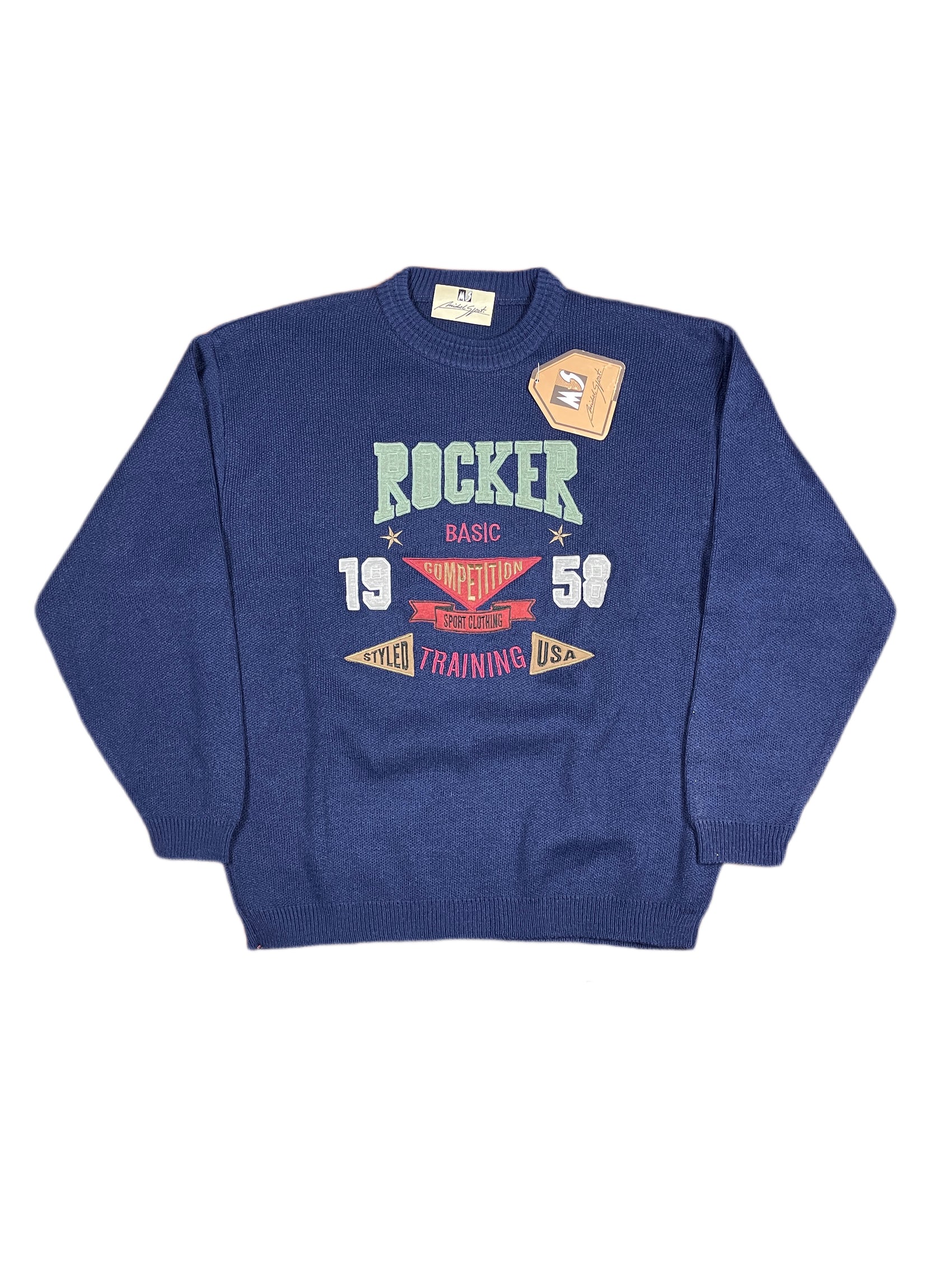 Vintage Knitted Sweatshirt Navy - M
