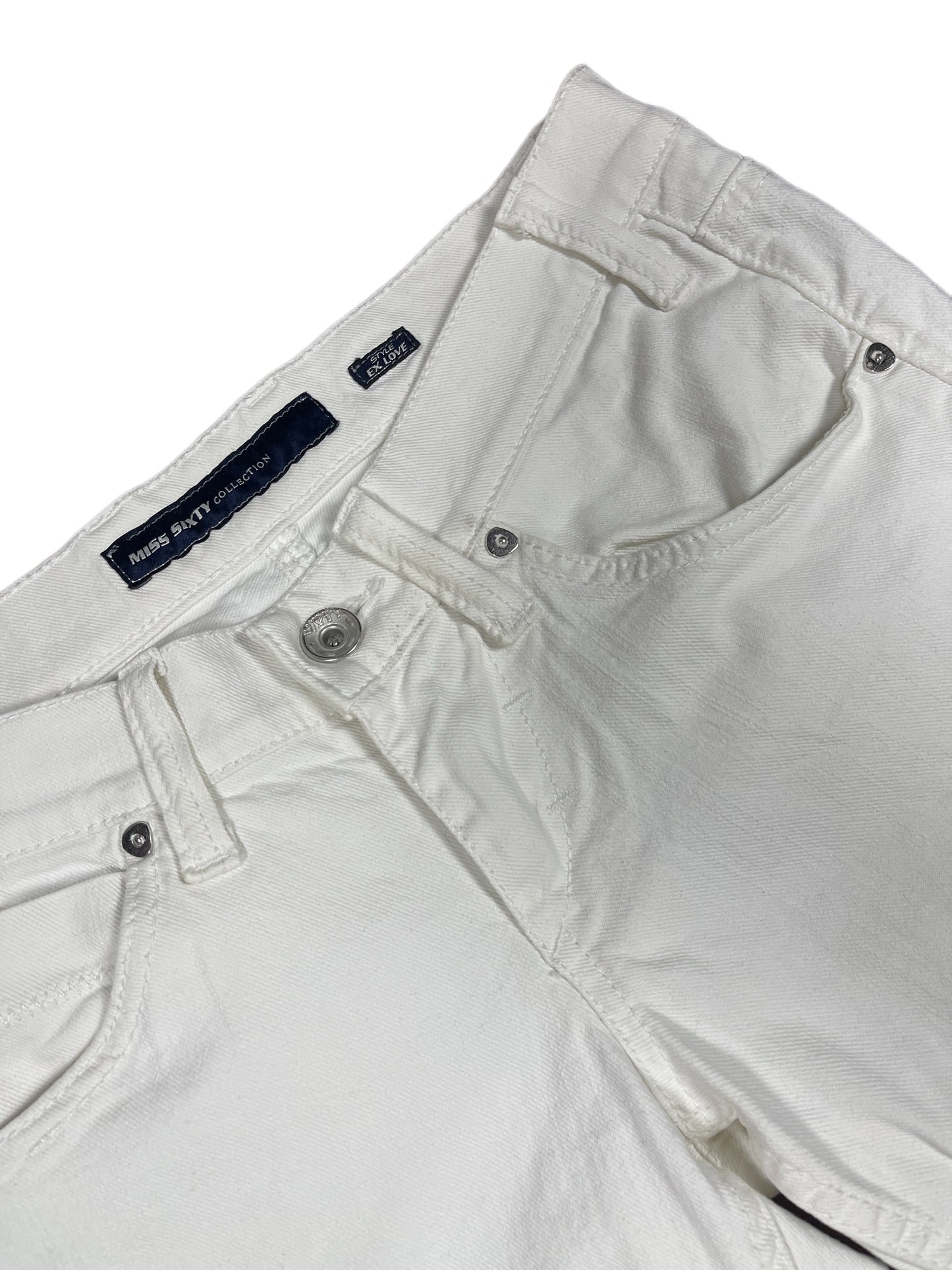 Y2k Miss Sixty Low Waist Flared Denim Pants White - L