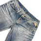 Y2k Replay Low Waist Flared Denim Pants Blue White - S