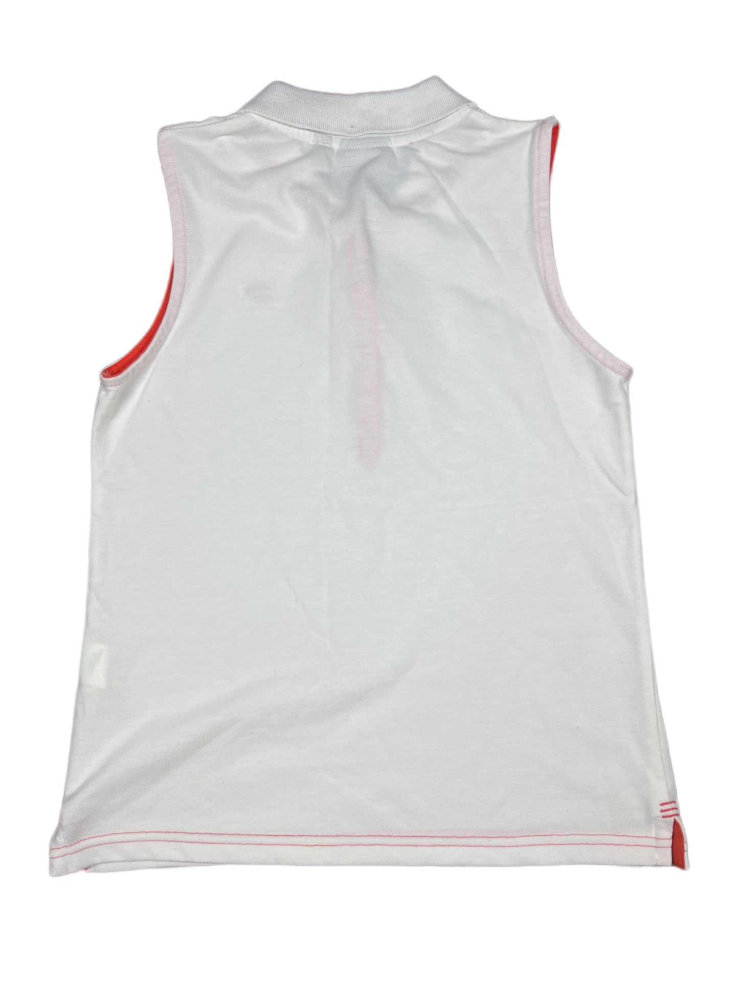 Y2k John Smith Sleeveless Polo Top White Orange - XXL