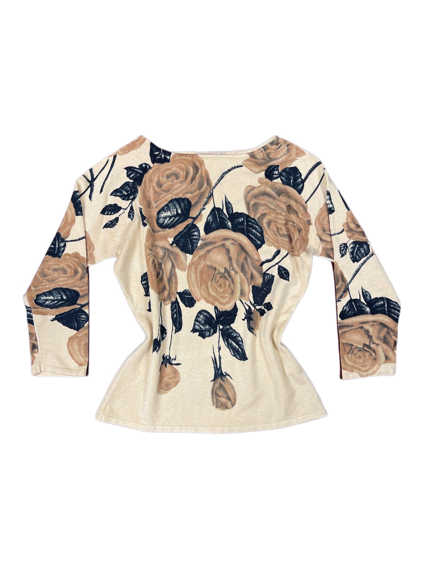 Y2k Ferrone Long Sleeve Top Creme Brown - XL