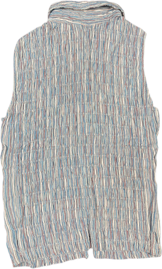 Y2K Fishbone Sleeveless Top Blue Cotton Blend S