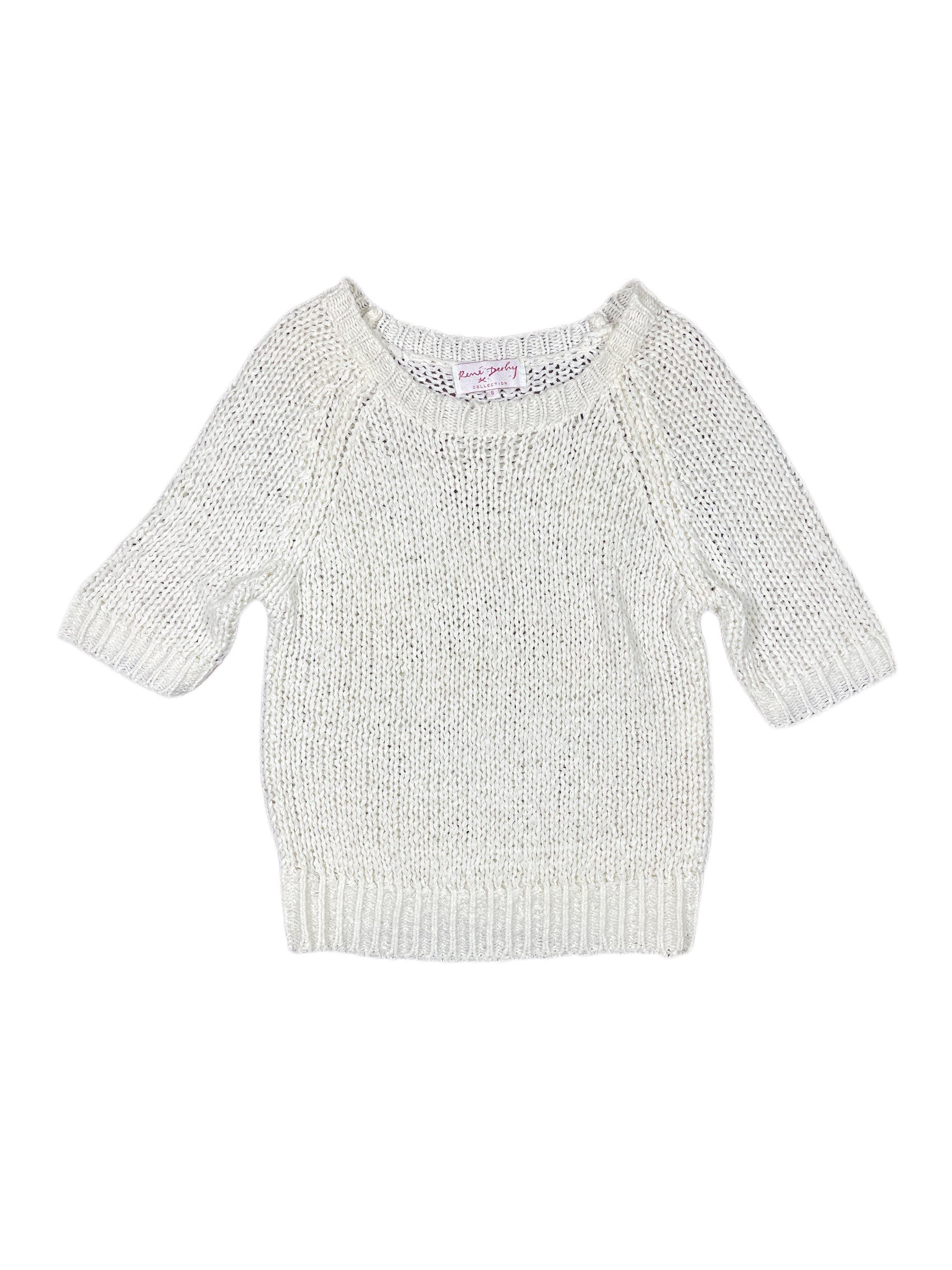 Rene Derhy Knitted Short Sleeve Sweatshirt White - S