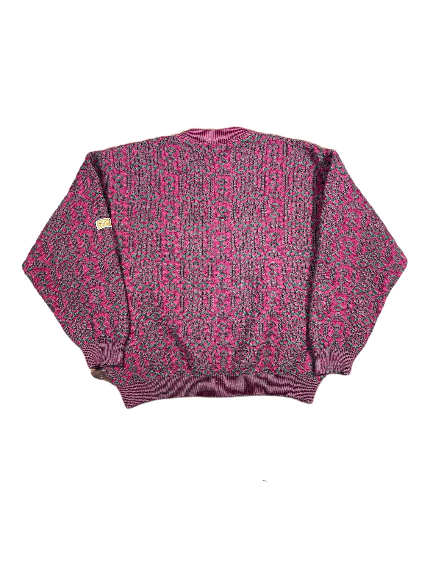 Vintage Stitch Fred Chunky Knitted Sweatshirt Red Green - L