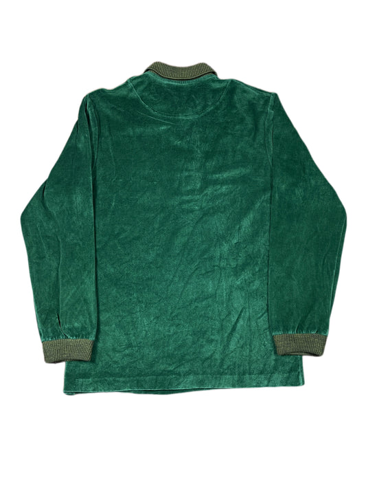 Vintage Lacoste 1990s Velur Polo Sweatshirt Green M