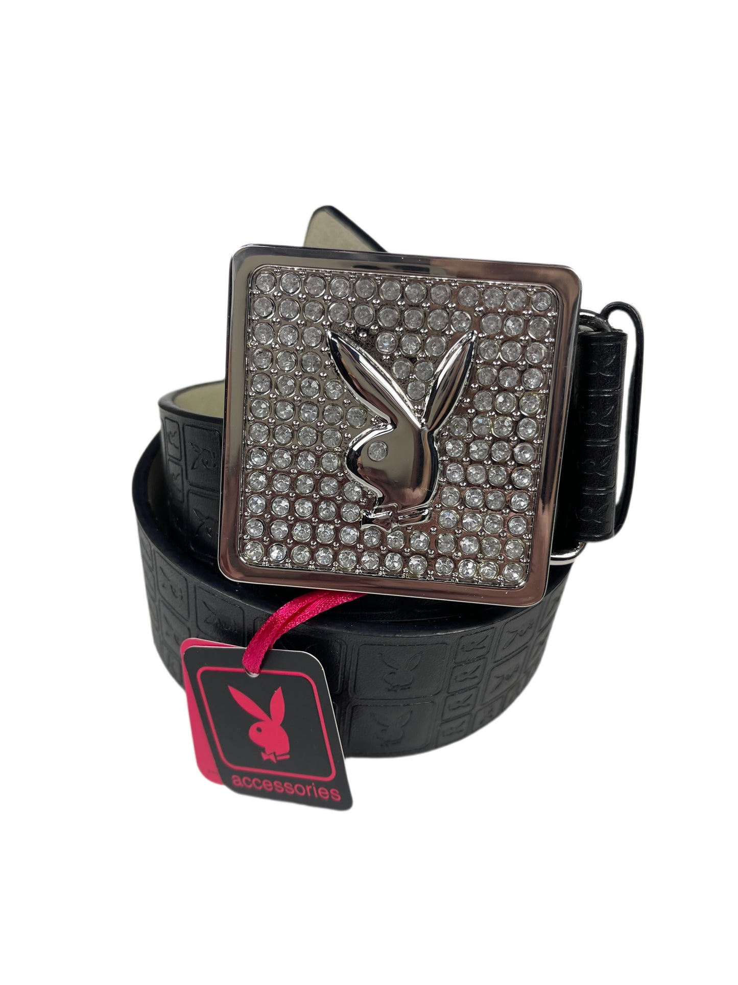 Y2k Playboy Leather Plug Belt Black 2004