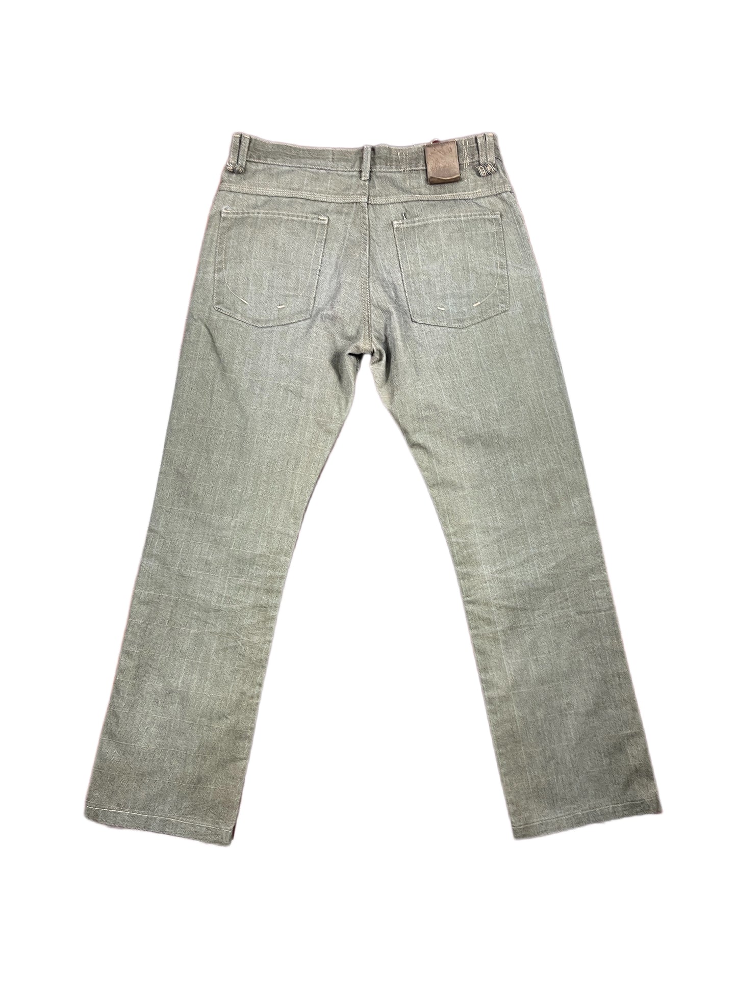 Vintage Chevignon Waxed Denim Bootcut Pants Gray - L