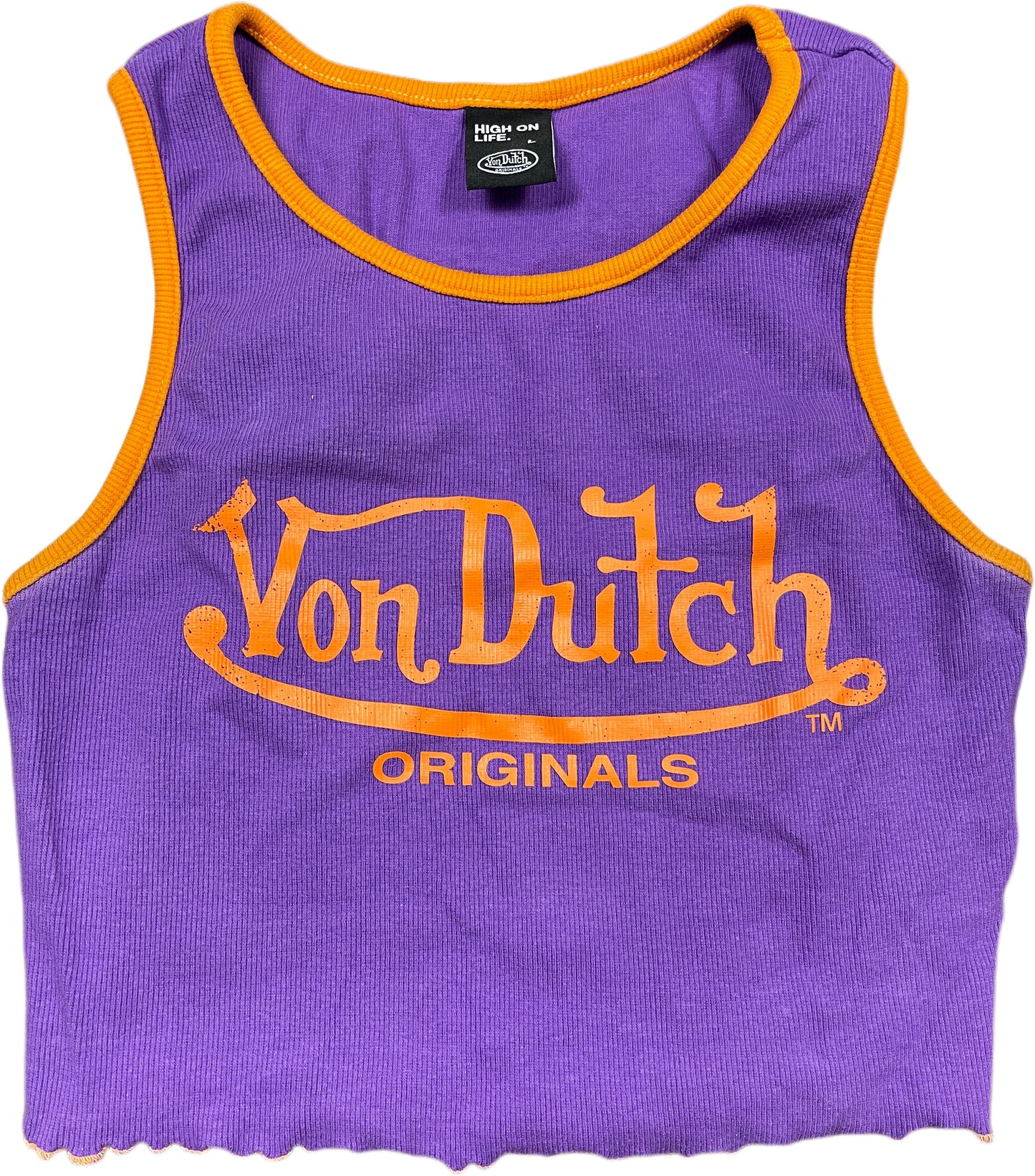 Von Dutch Crop Top Purple Cotton Blend L