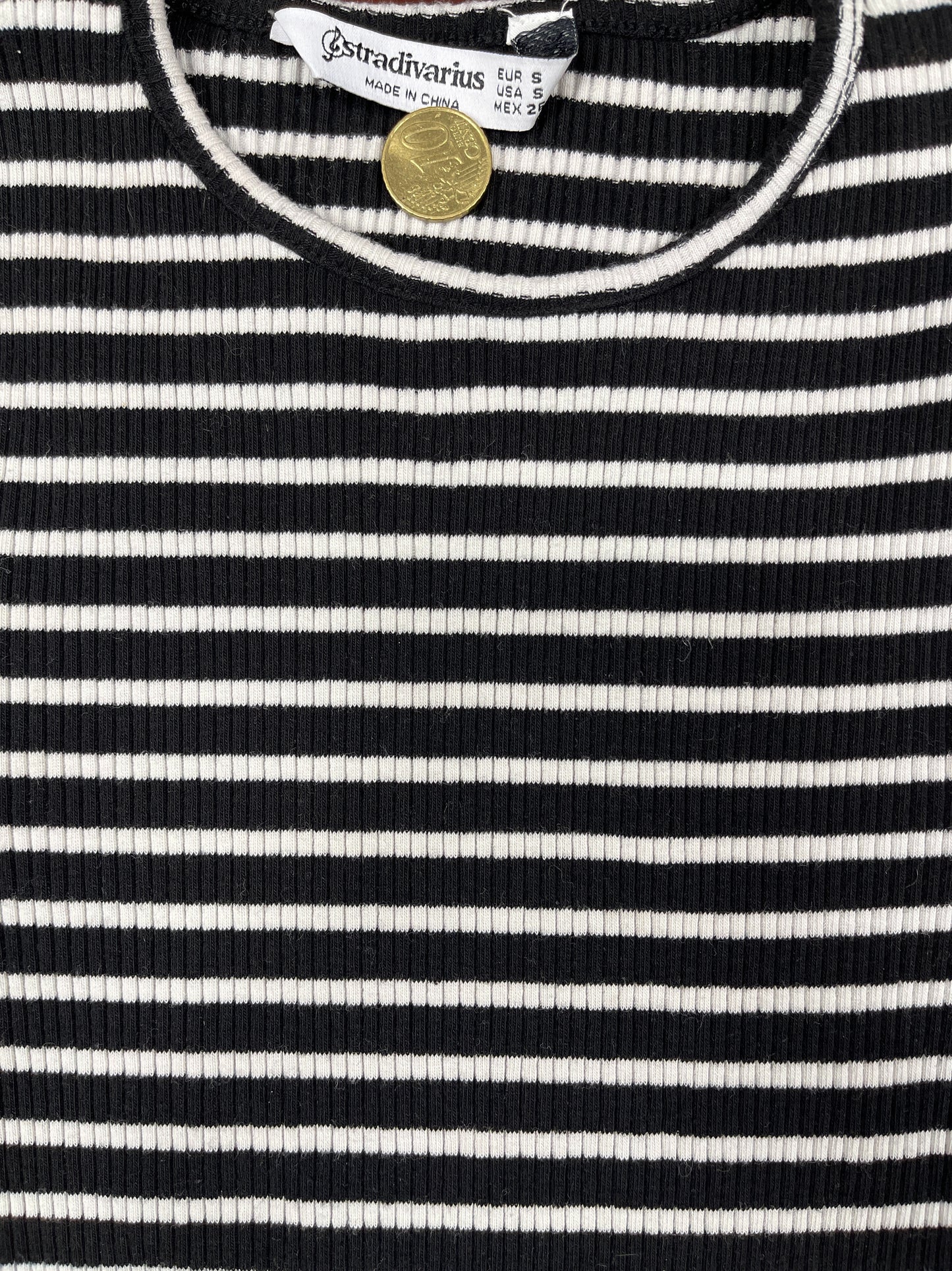Stradivarius Short Sleeve Dress Black White - S