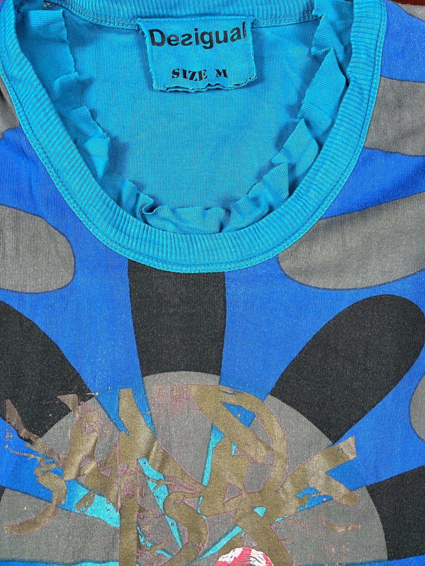 Y2k Desigual Short Sleeve Top Blue - M