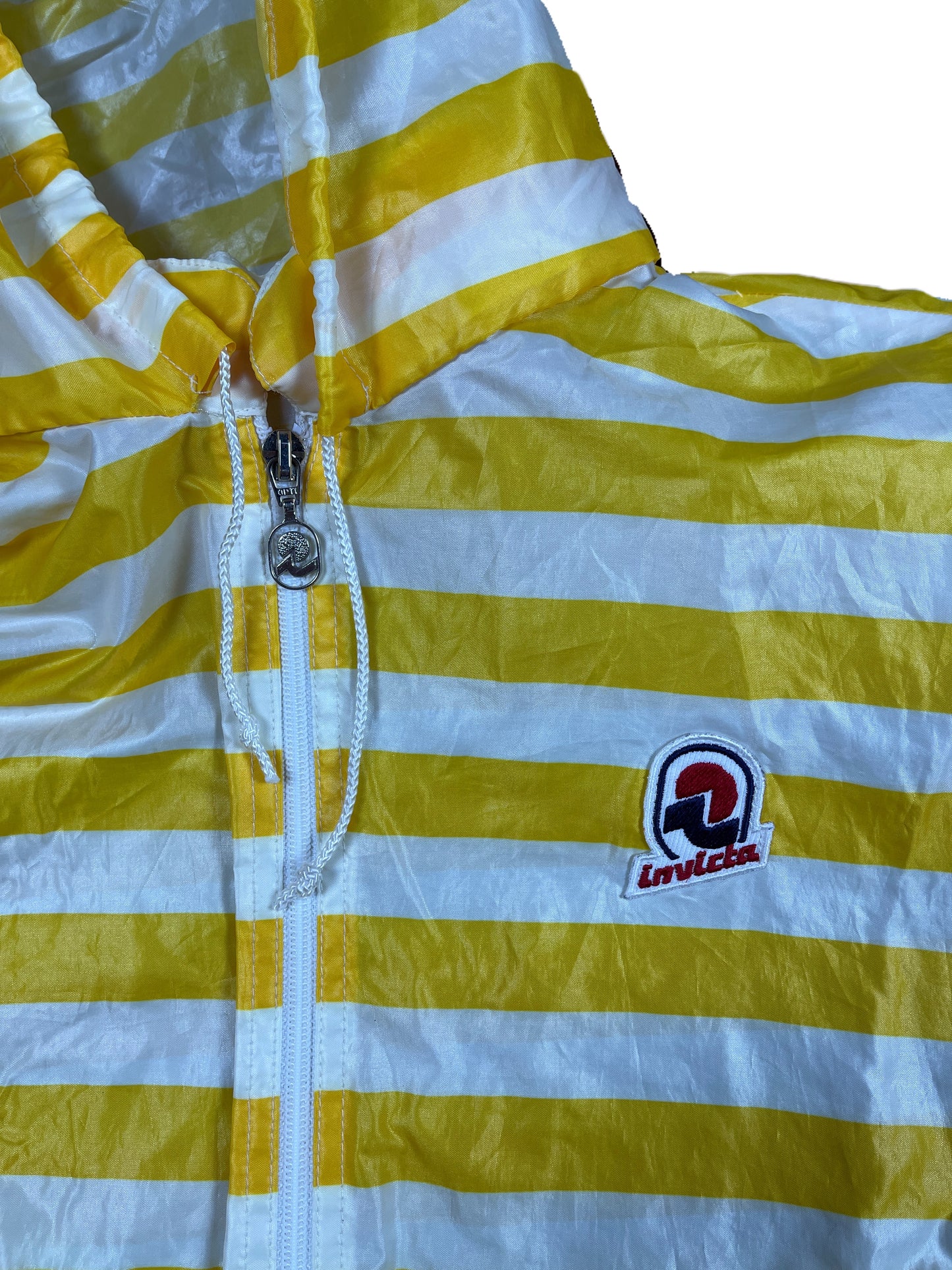Vintage Invicta Rain Jacket Striped Yellow White - L