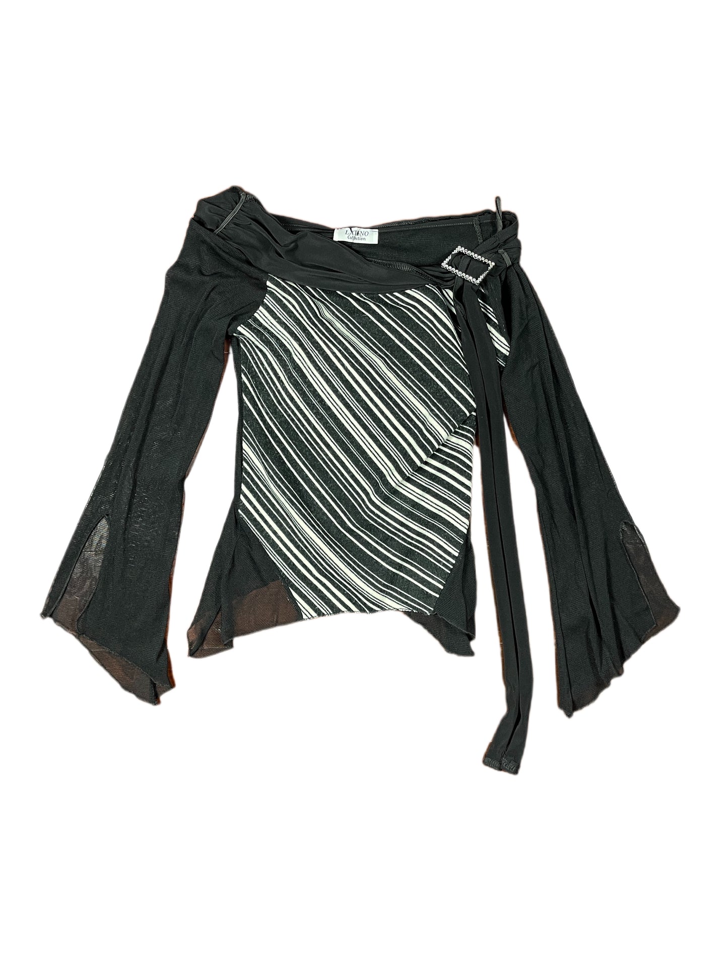 Y2k Latino Collection Long Sleeve Top Black White - S/M