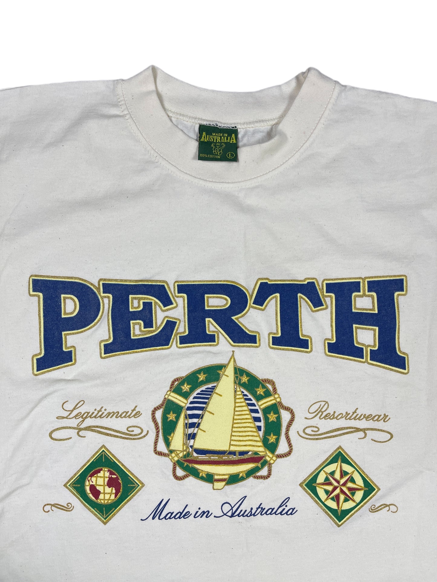 Vintage Australia Perth T-Shirt White Cream - L