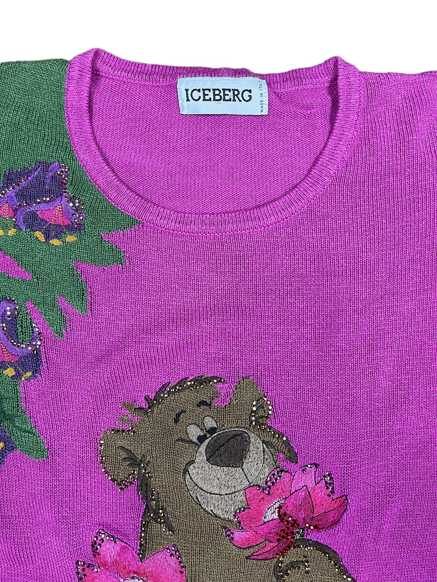 Vintage Iceberg 1990 Balu Disney Knitted Sweatshirt Pink - S