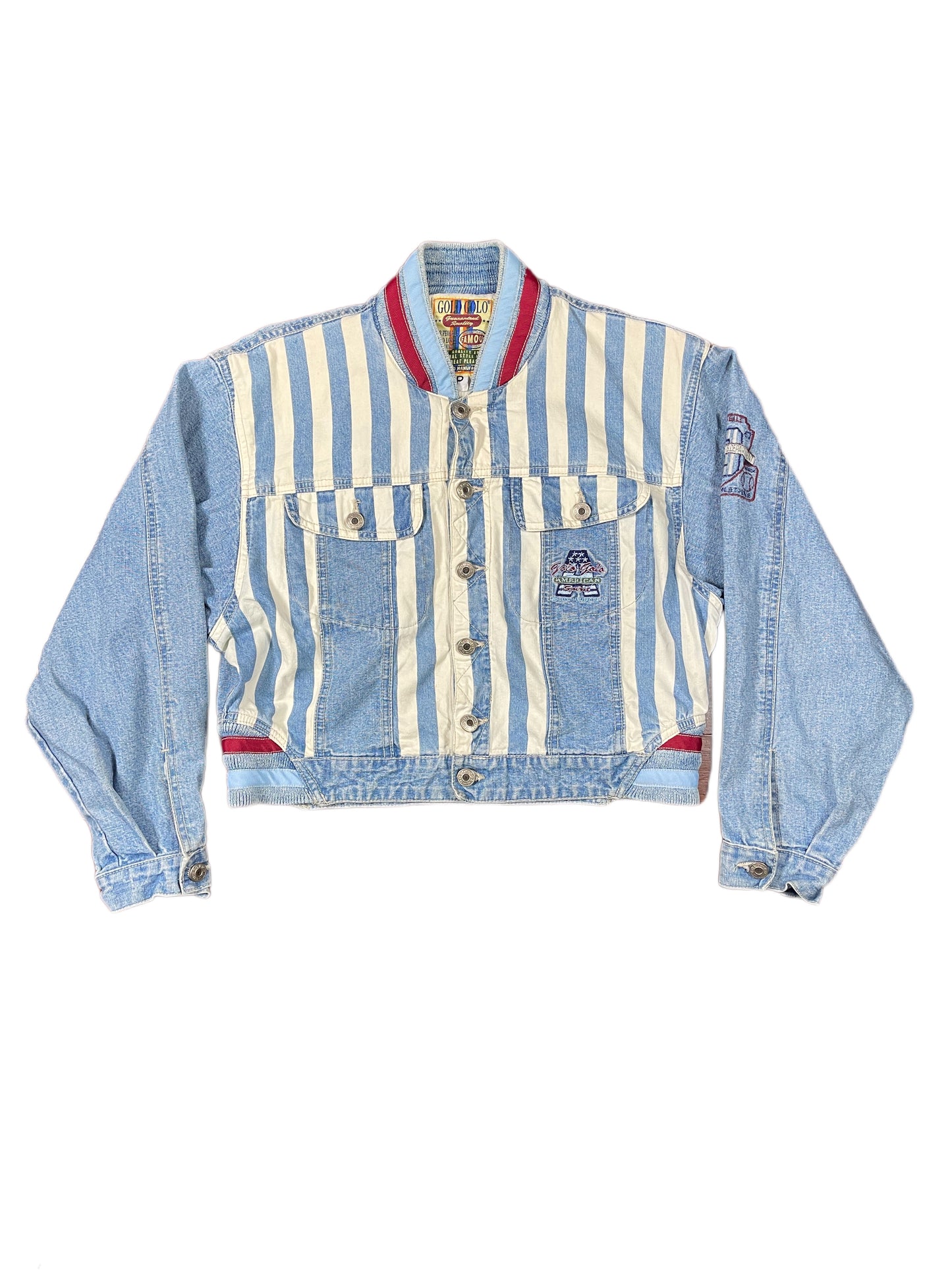 Vintage Golo Golo Denim Jacket Striped Blue - S