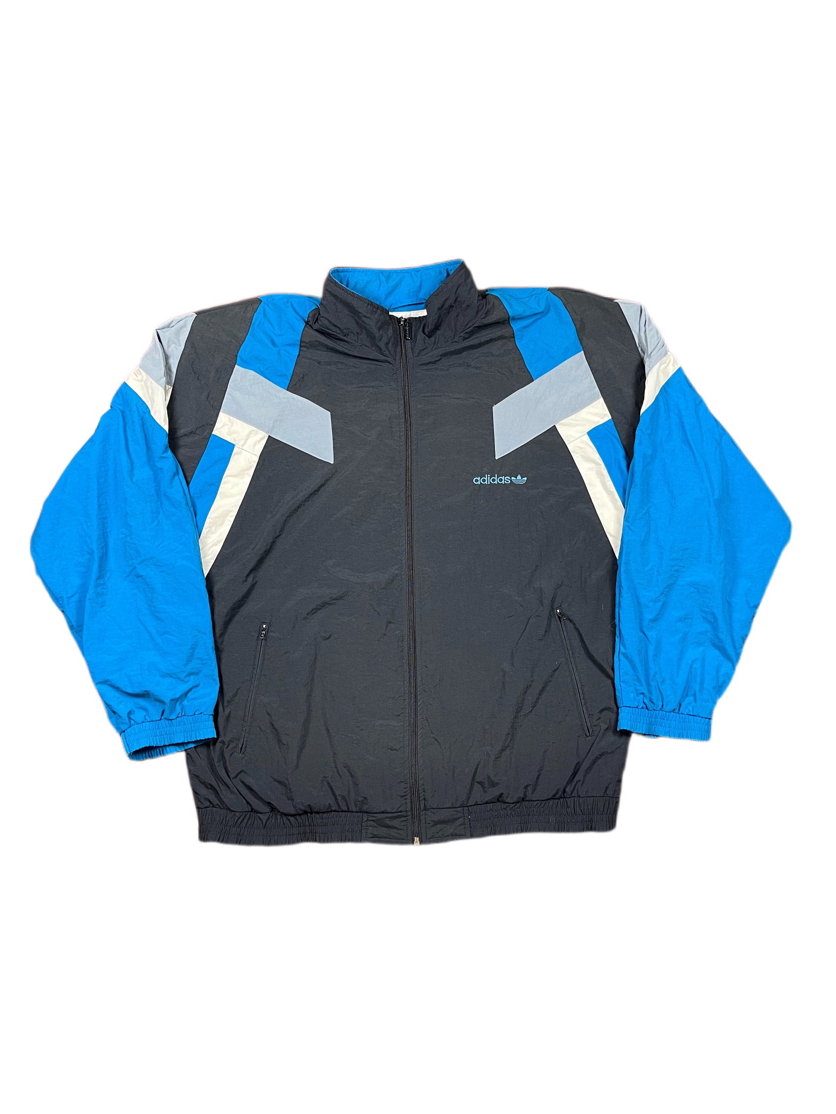 Vintage Adidas 1990s Sport Jacket Black Blue - XXL