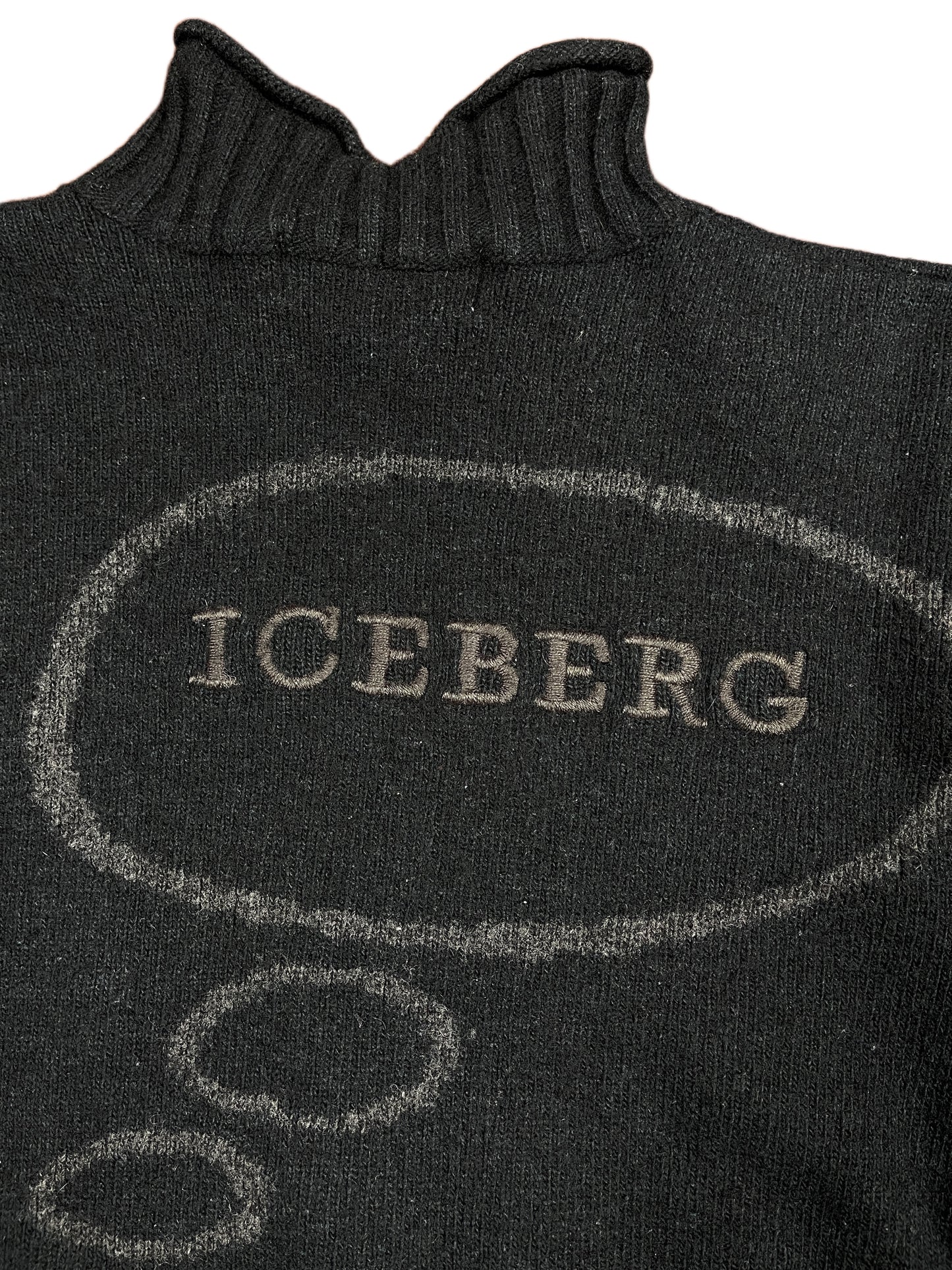 Vintage Iceberg Pluto 1994 Knitted Sweatshirt Black - XS