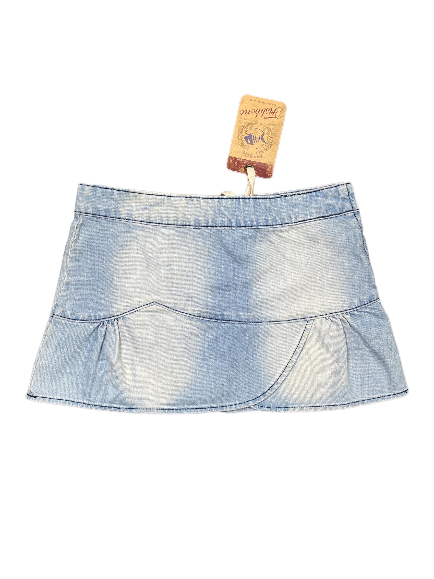 Y2k Fishbone Denim Skirt Blue - XS